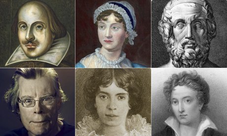 Shakespeare, Austen, Homer, King, Dickinson and Shelley